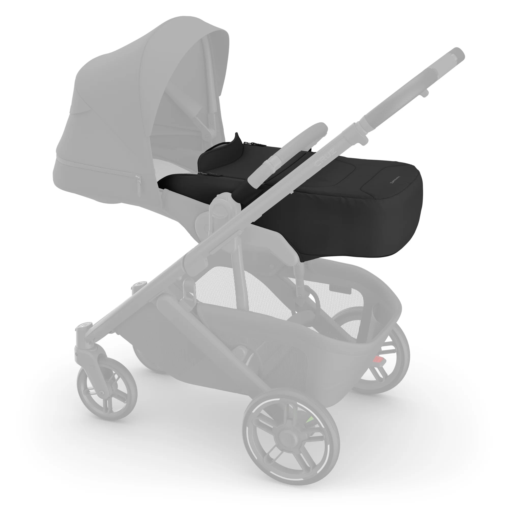 UPPAbaby Infant Cover for Cruz V3 in Jake, featuring a newborn-ready enclosure with a black fabric finish.