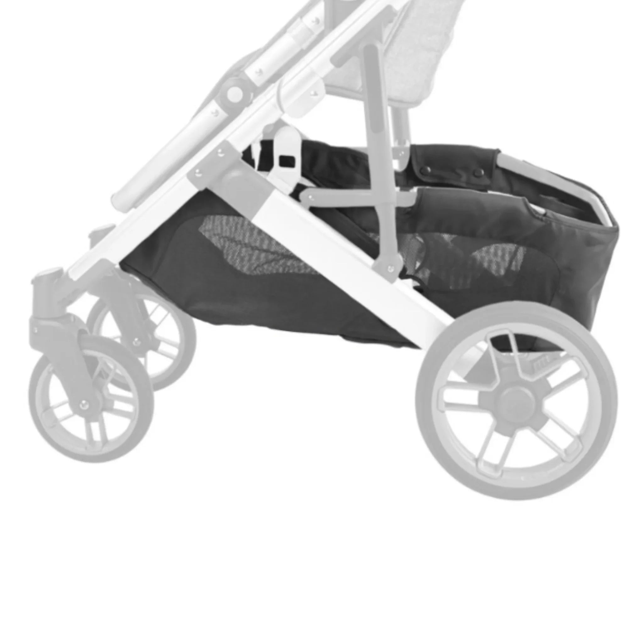 UPPAbaby Cruz V2 replacement basket fabric, under-seat storage basket installed on stroller