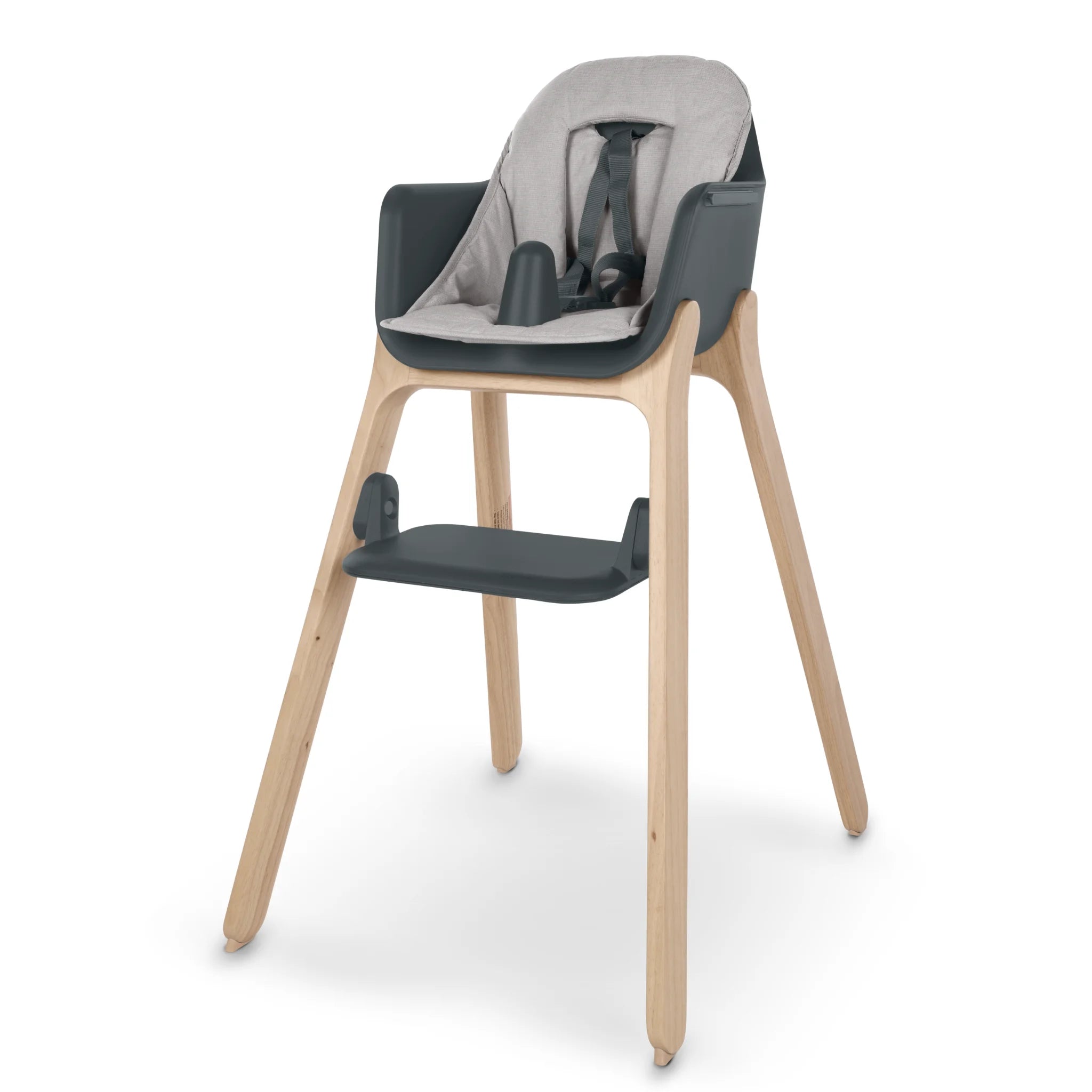 High chair cushion accessory on a high chair on a white background.