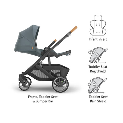 UPPAbaby Cruz in Dillan with what's included illustrations.