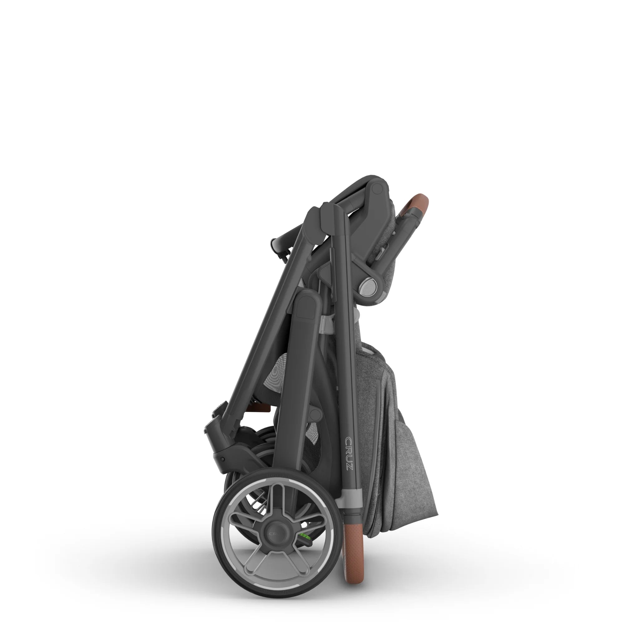 Cruz V3 stroller in Greyson in the compact standalone fold.