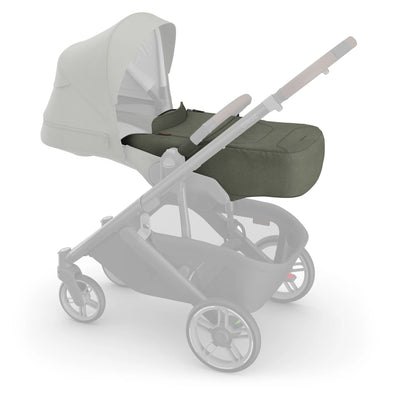 UPPAbaby Infant Cover for Cruz V3 in Evelyn, featuring a newborn-ready enclosure with an olive green fabric finish.