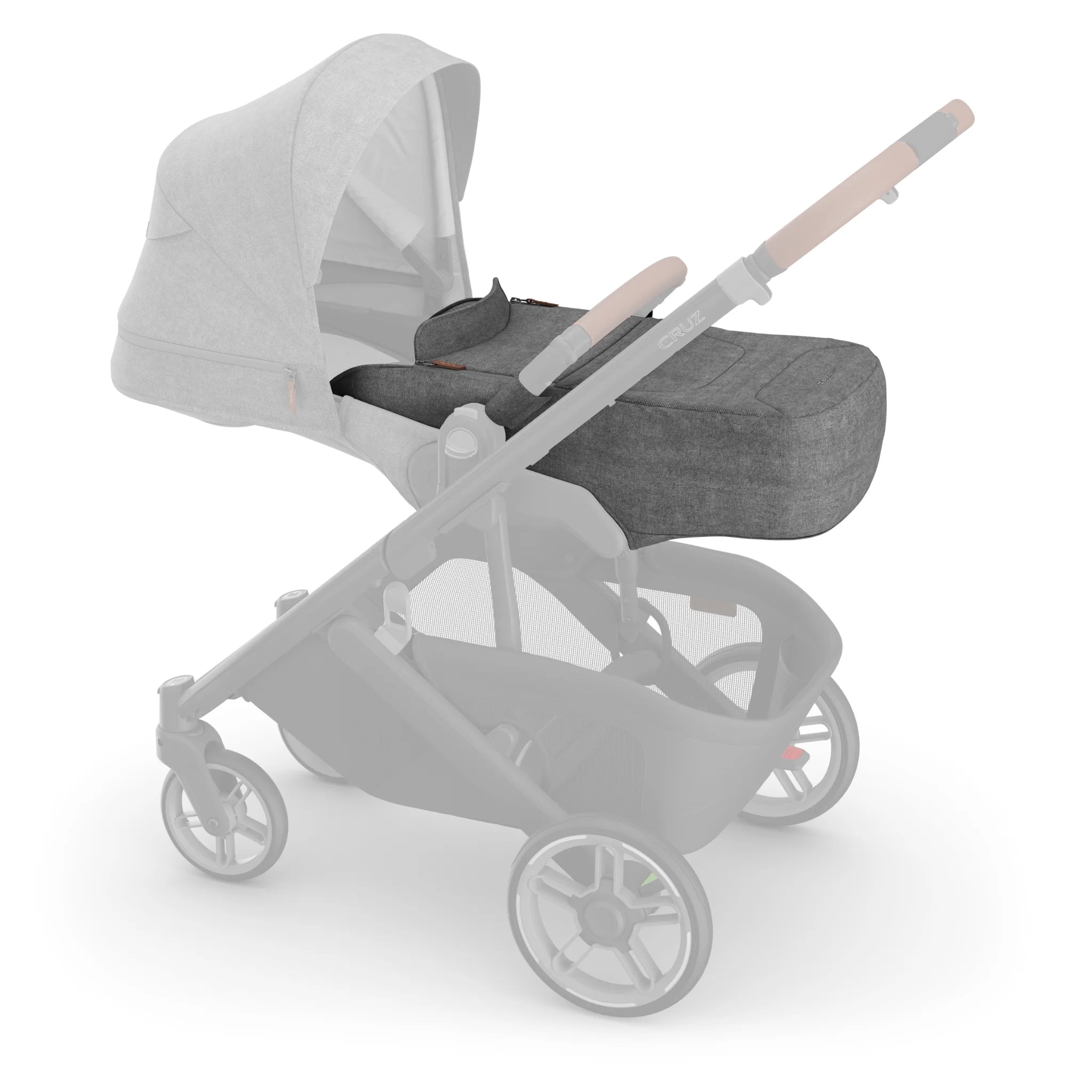 UPPAbaby Infant Cover for Cruz V3 in Greyson, featuring a newborn-ready enclosure with a grey melange fabric finish.