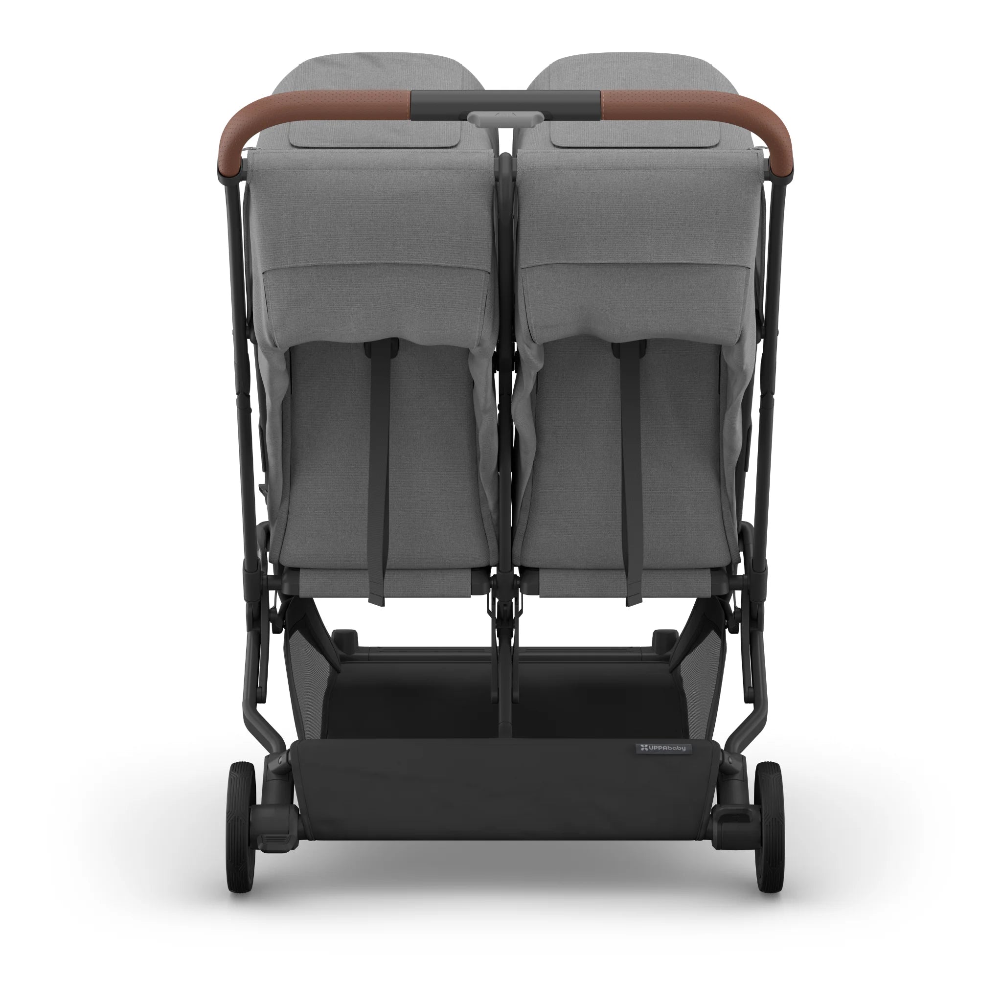 Back of Minu Duo in Greyson showing large basket and independent recline feature.