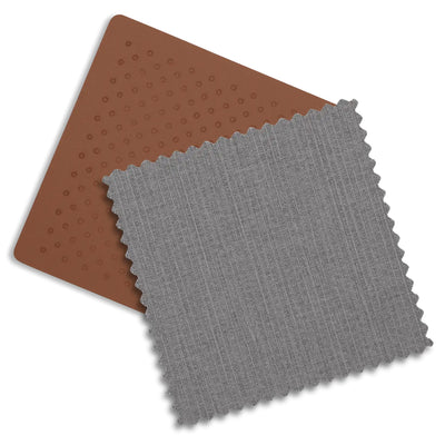 Close-up of textures and colour of leather and fabric on the Minu.