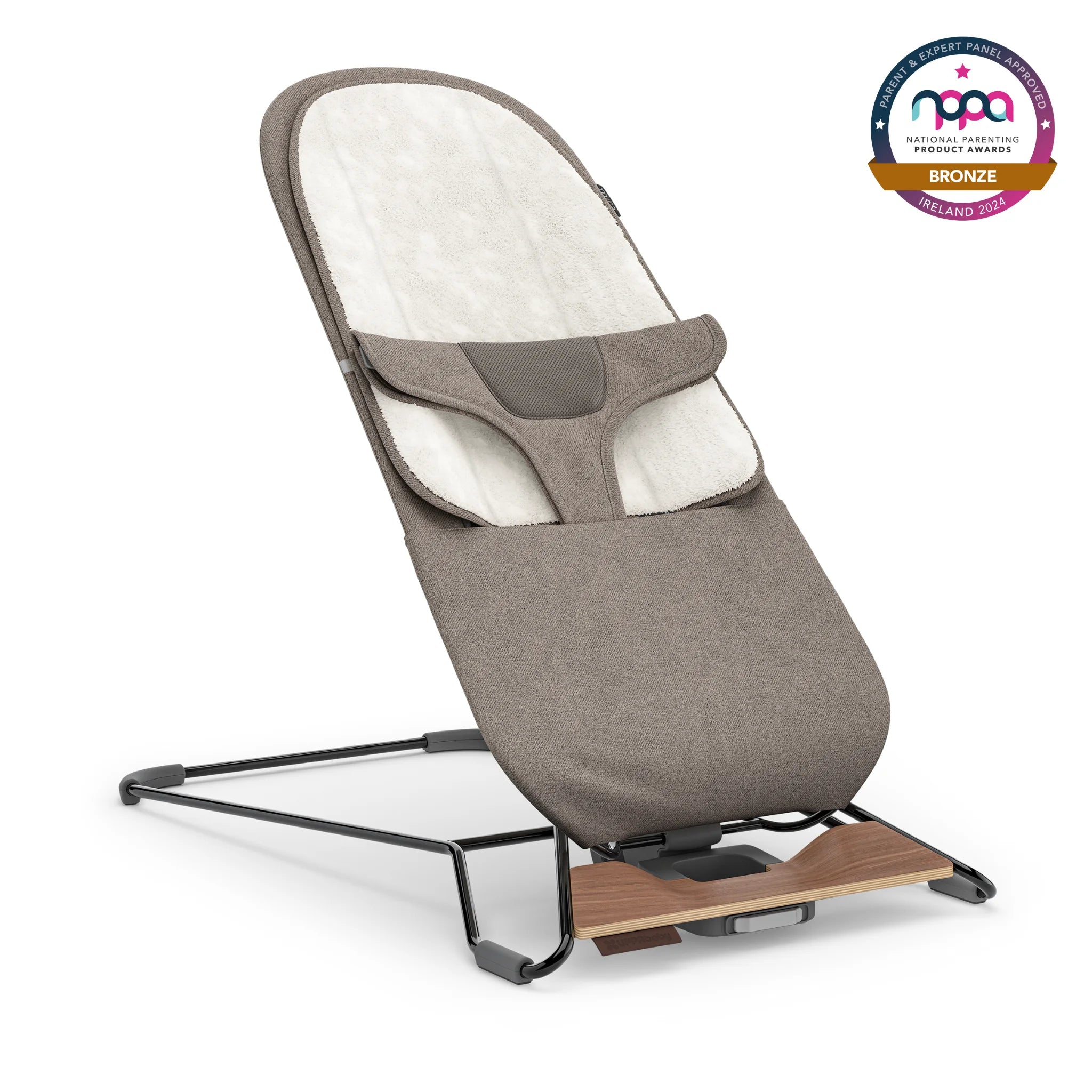 UPPAbaby Mira baby bouncer in Wells with NPPA Bronze Award badge