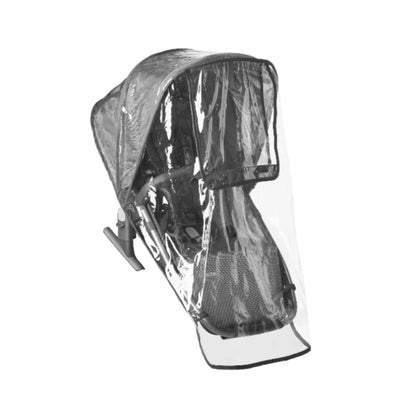 UPPAbaby replacement rain shield for RumbleSeat, clear waterproof cover shown fitted over the seat on a white background.