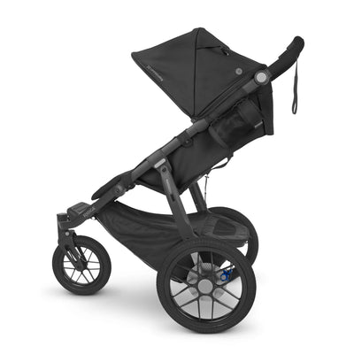 Side view showing never-flat tires on the Ridge three wheel pram.