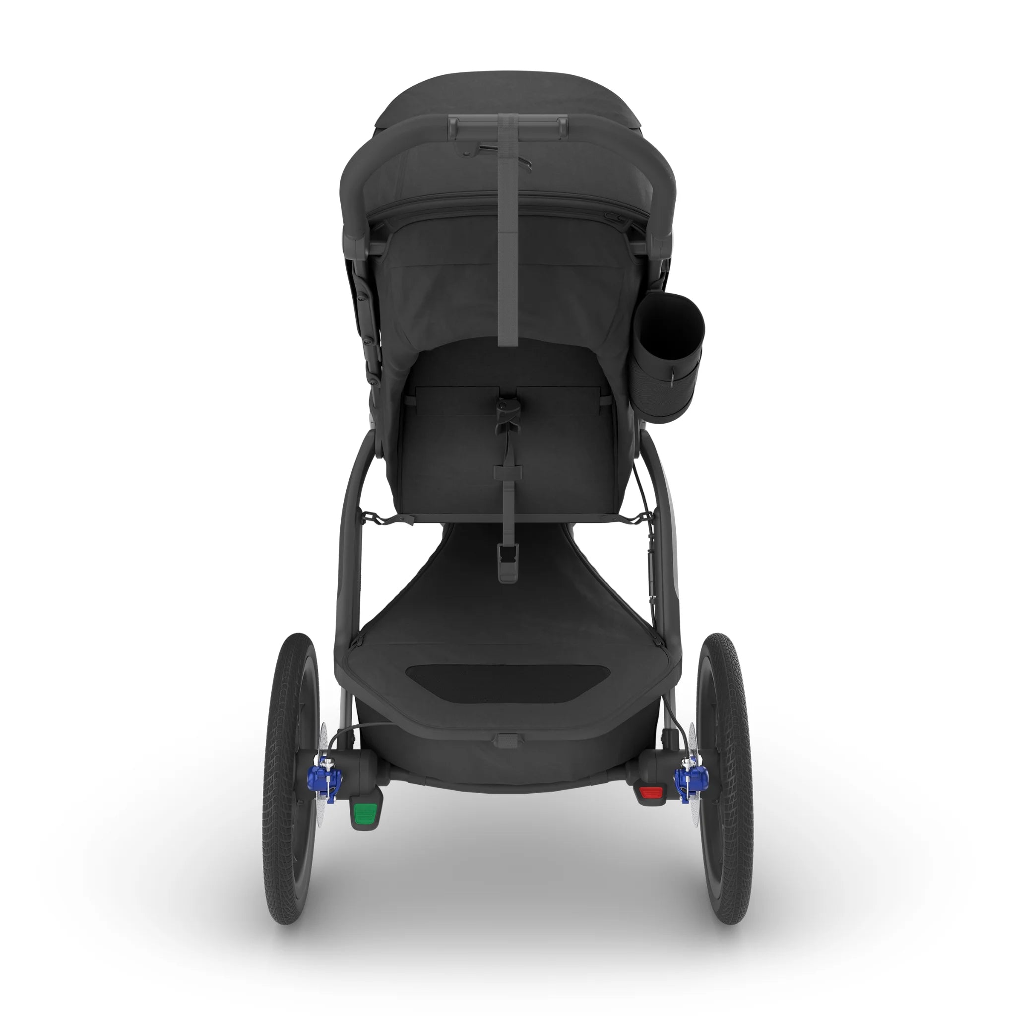 Back view of the Ridge jogging buggy from UPPAbaby in all black.