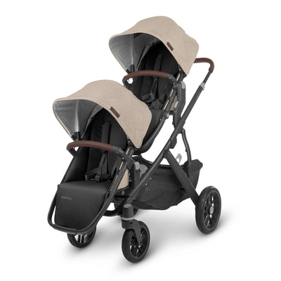 UPPAbaby RumbleSeat V2 in Liam installed on a stroller, creating a tandem seating configuration for two children.