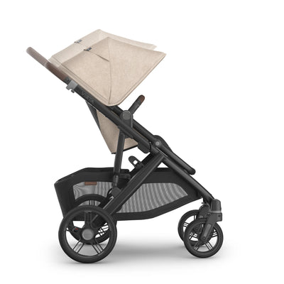 Height adjustable features on the Vista stroller on a white background.