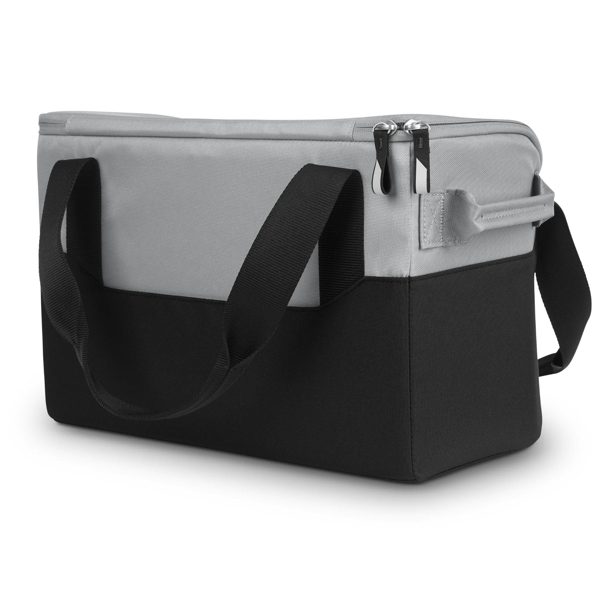 UPPAbaby Bevvy cooler bag in grey and black with dual carry handles and shoulder strap, shown on a white background.
