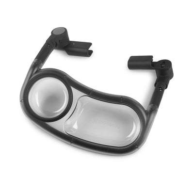 UPPAbaby Minu Duo snack tray with integrated cup holder, shown on a white background.