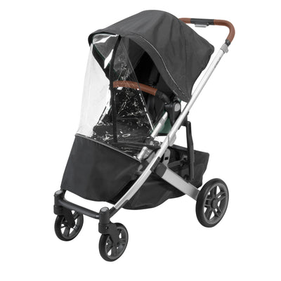 UPPAbaby Performance Rain Shield fitted on stroller, clear weather cover to keep baby dry
