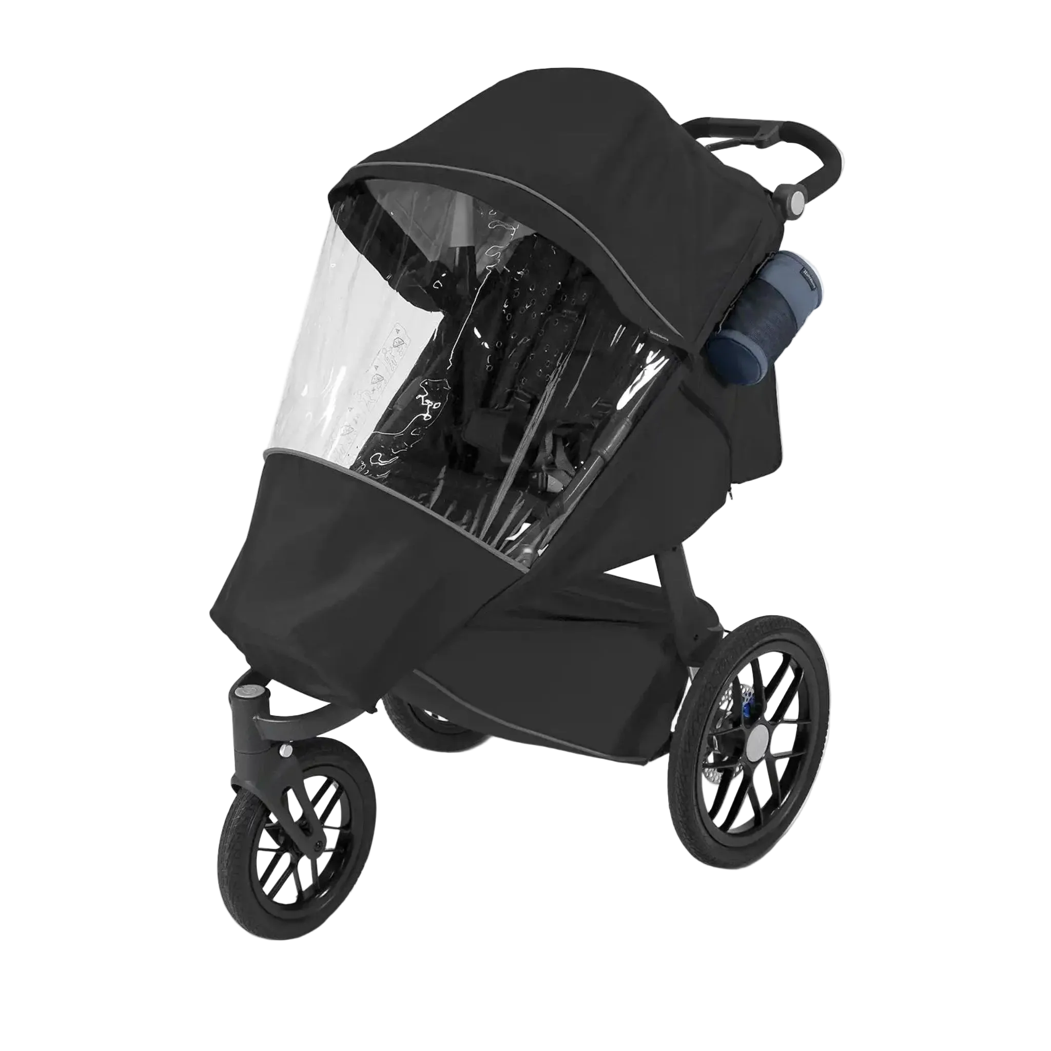 UPPAbaby Ridge Performance Rain Shield on stroller, clear rain cover fitted on white background