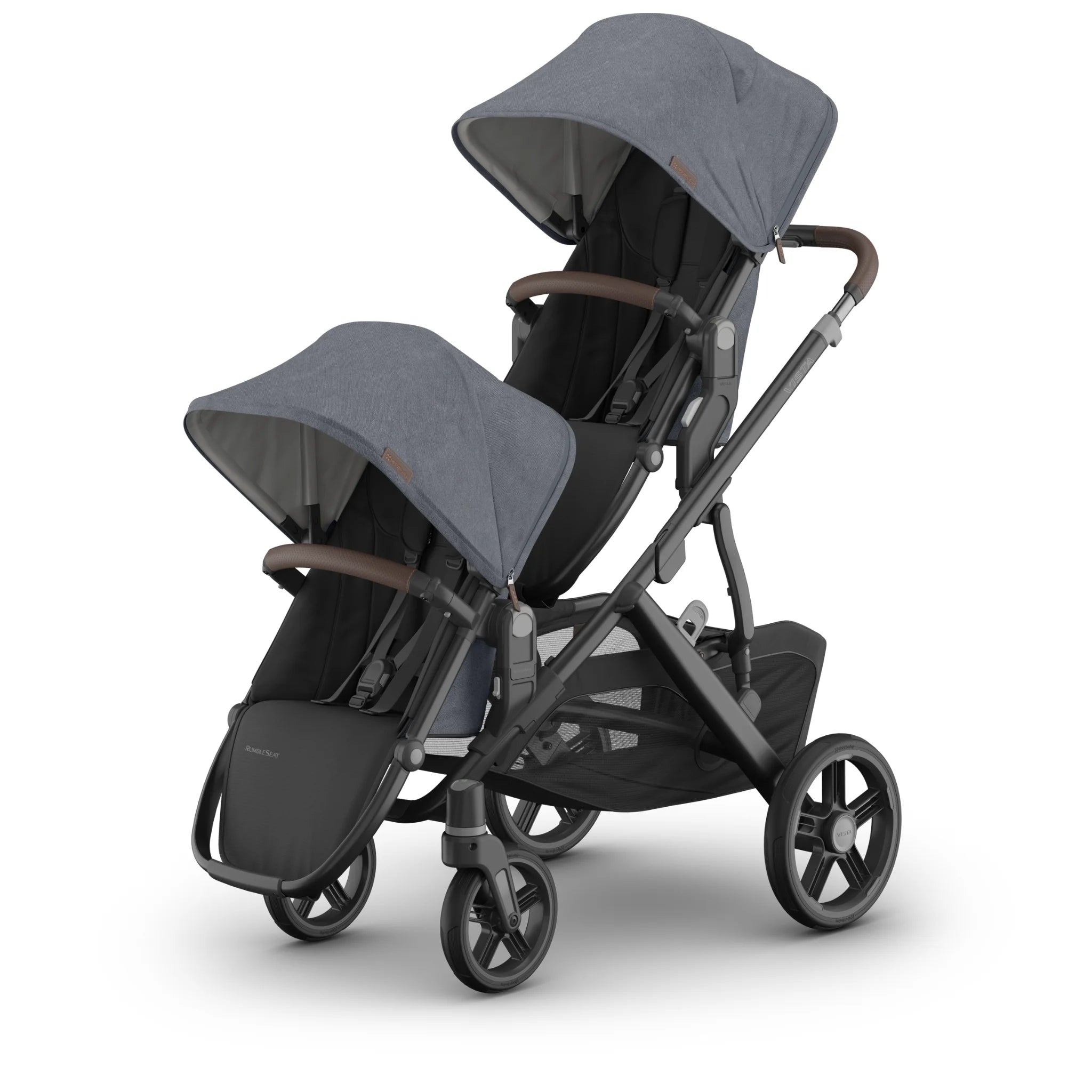 Double rumbleseat stroller in julian on a white background.